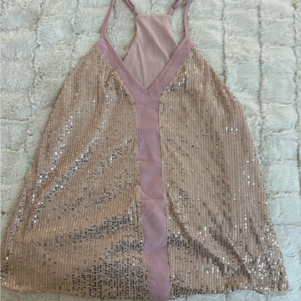 Pink and Gold Sequin Dress